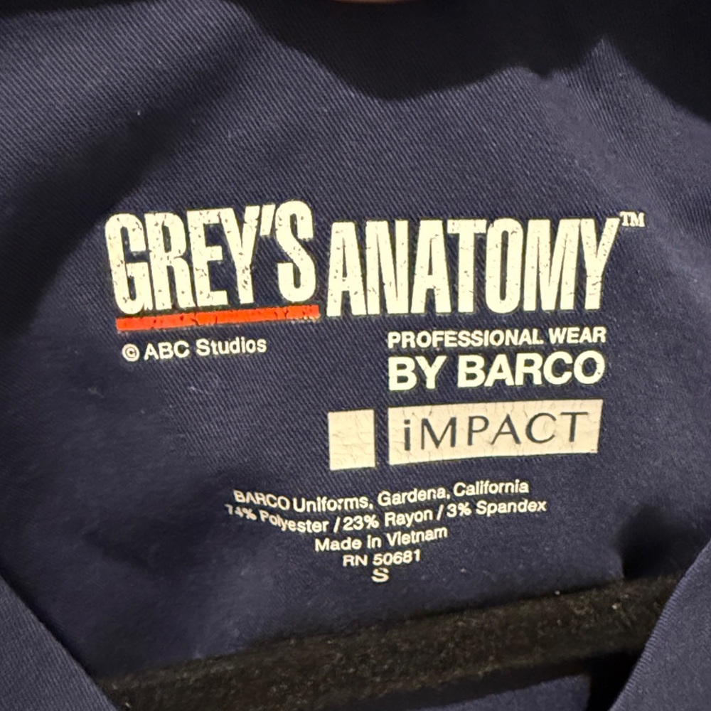 Grey's Anatomy Navy Scrub Top - Picture 2 of 4